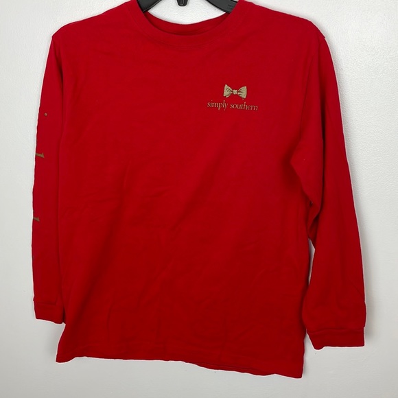 Simply Southern Christmas Nauti or Nice Long Sleeve Youth Size Large Color Red - Picture 2 of 7